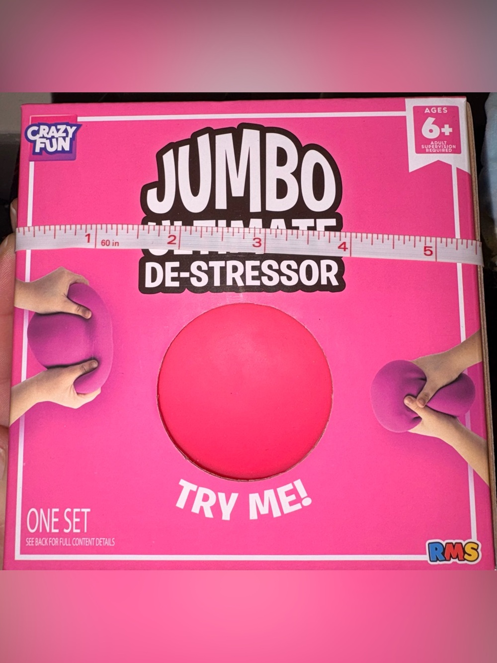 Jumbo Ultimate De-Stressor - Pink Sensory Squeeze Toy